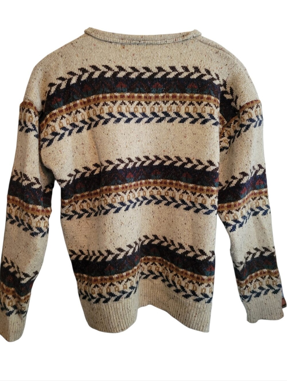 Vintage St. John’s Bay Fair Isle Knit Sweater Beige Earth Tone cabin Crewneck XL - Picture 2 of 9